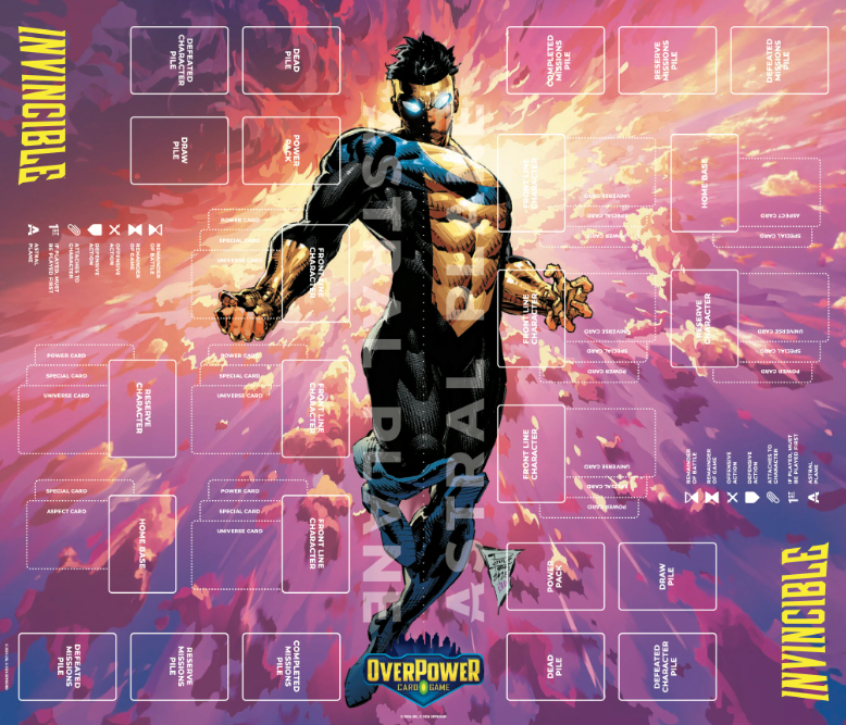 OVERPOWER TCG: SKYBOUND - INVINCIBLE PREMIUM LEARN TO PLAY DOUBLE PLAYMAT