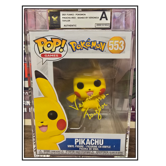 POKEMON PIKACHU FUNKO POP! #553 (2024) SIGNED BY VERONICA TAYLOR VOICE OF ASH AUTHENTICATED & SLABBED