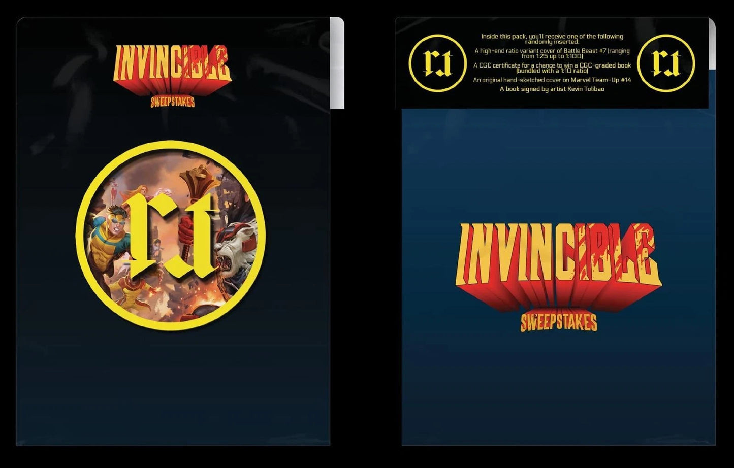 5 PACK! INVINCIBLE SWEEPSTAKES BLIND BAG  - INVINCIBLE RETURNS #1 & BATTLE BEAST #7 KEVIN TOLIBAO CONNECTING FOILS